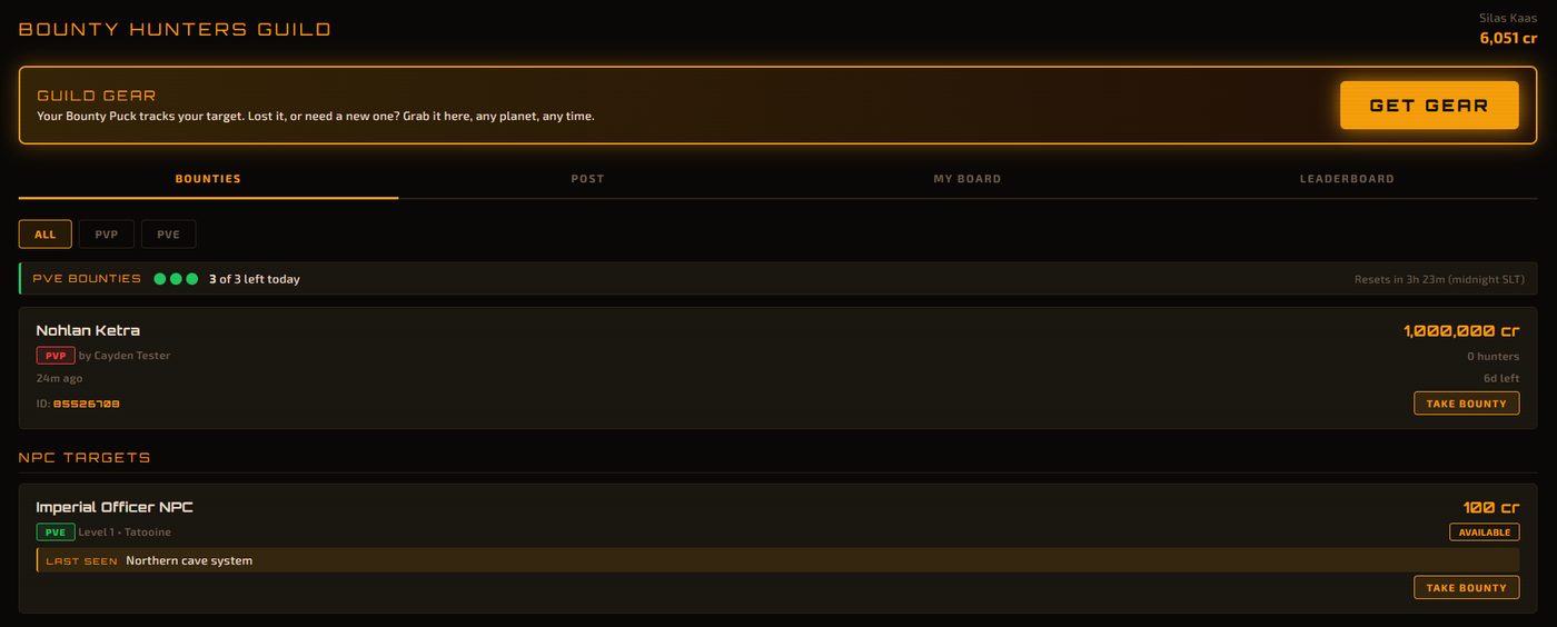 The Bounty Hunters Guild page