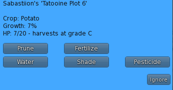 The farm plot menu